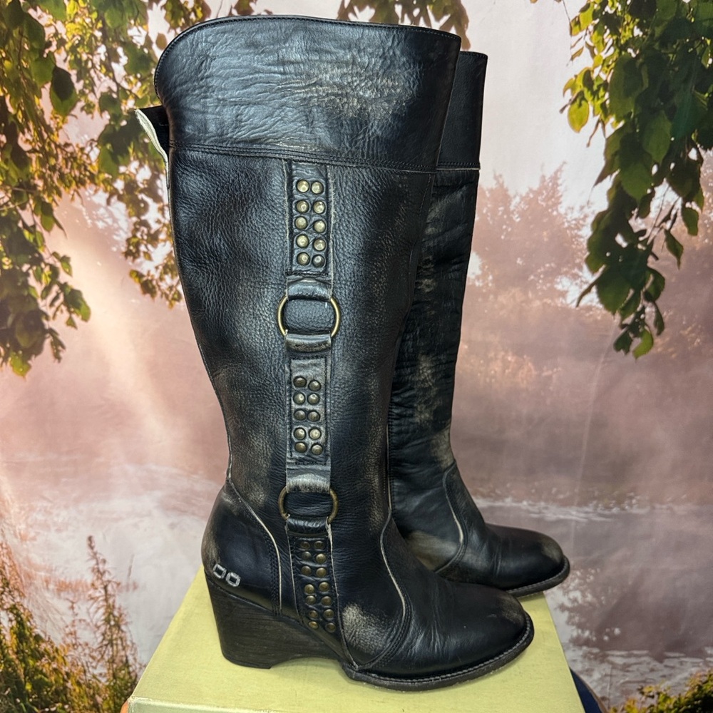 Bed Stu Black Leather Heeled Boots